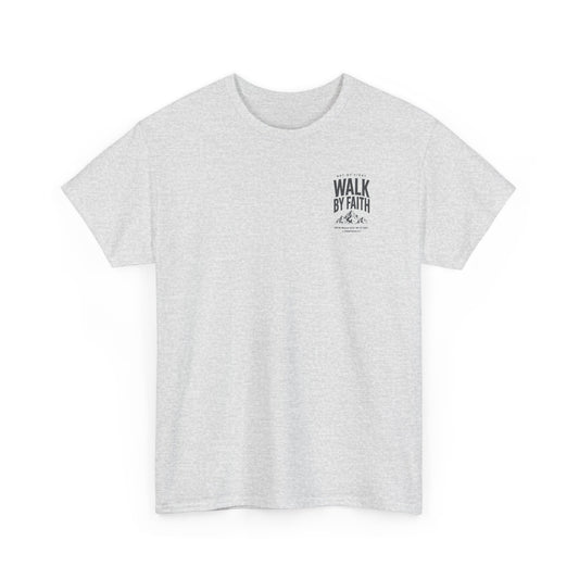 Walk By Faith T‑Shirt — Inspirational Christian Tee with Mountain Design (2 Corinthians 5:7)