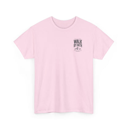 Walk By Faith T‑Shirt — Inspirational Christian Tee with Mountain Design (2 Corinthians 5:7)