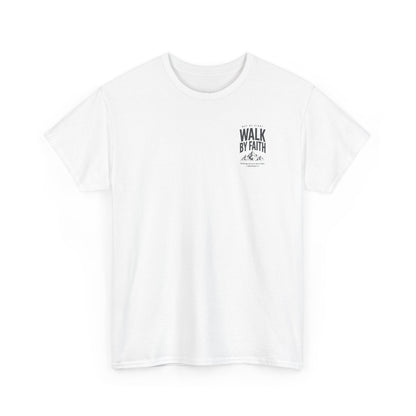 Walk By Faith T‑Shirt — Inspirational Christian Tee with Mountain Design (2 Corinthians 5:7)